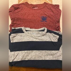 Cat & Jack Kids Maroon and Gray/Navy Striped Long Sleeve Shirts, Sz S (6/7)!
